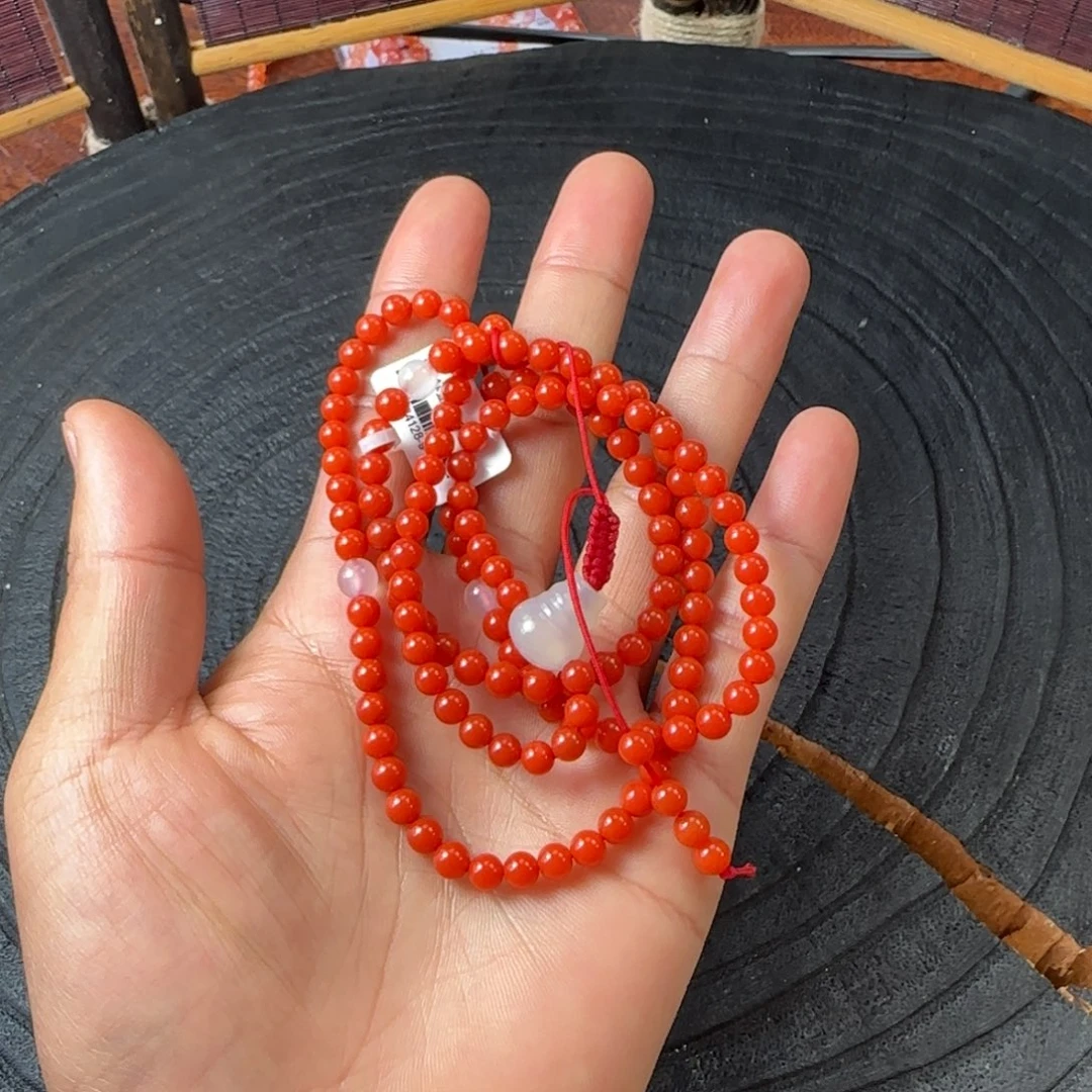 南红玛瑙5mm柿子红多圈未镶嵌水**梉