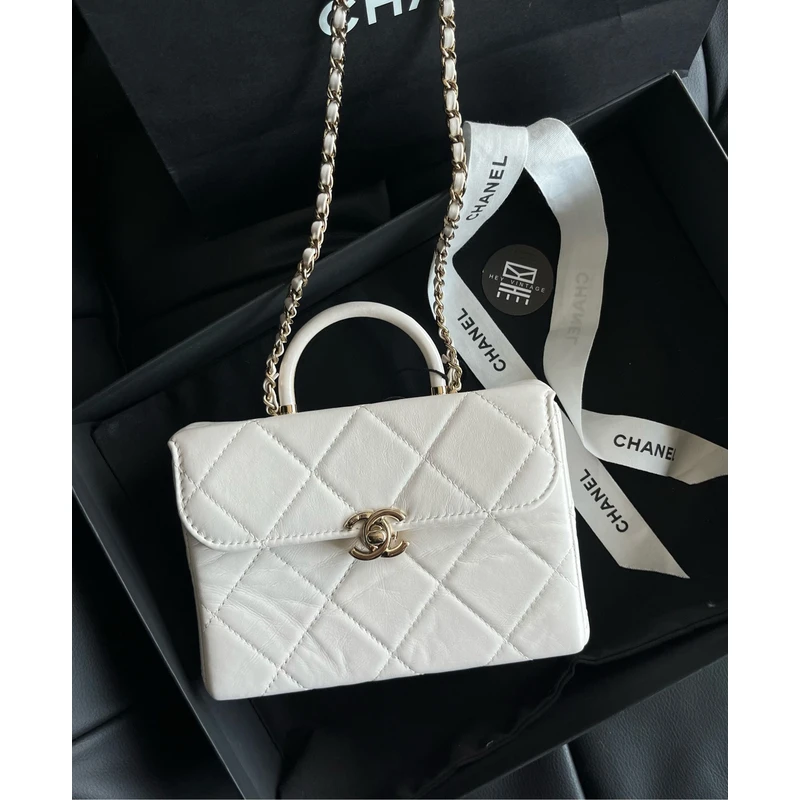 95新 Chanel/香奈儿  白色医生盒子包 芯片款 18cm 8935180