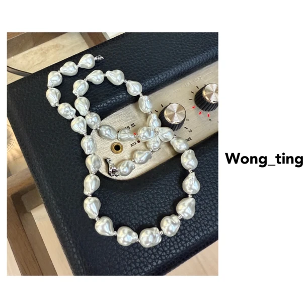 链子925银亚克力 【wong_ting】小众设计师异形珠珠银饰项链90121