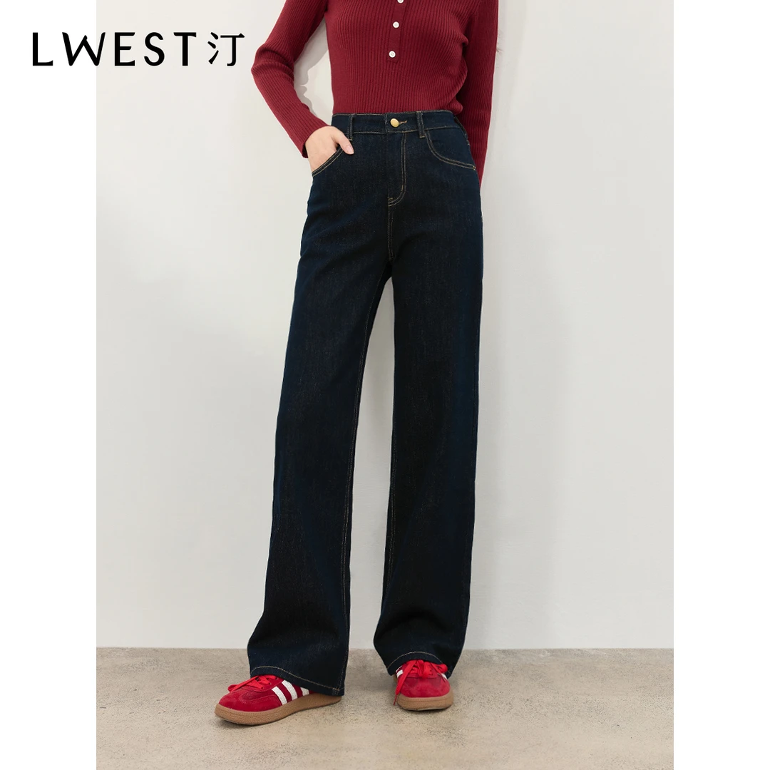 【主播专属】朗文斯汀时尚高腰显瘦直筒牛仔裤DTMN4508D12726C