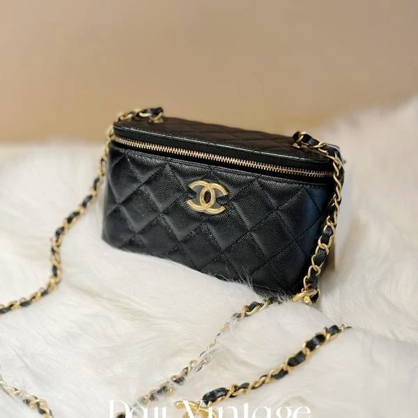 大吉中古/Chanel香奈儿黑金logo链条长盒子斜挎包
