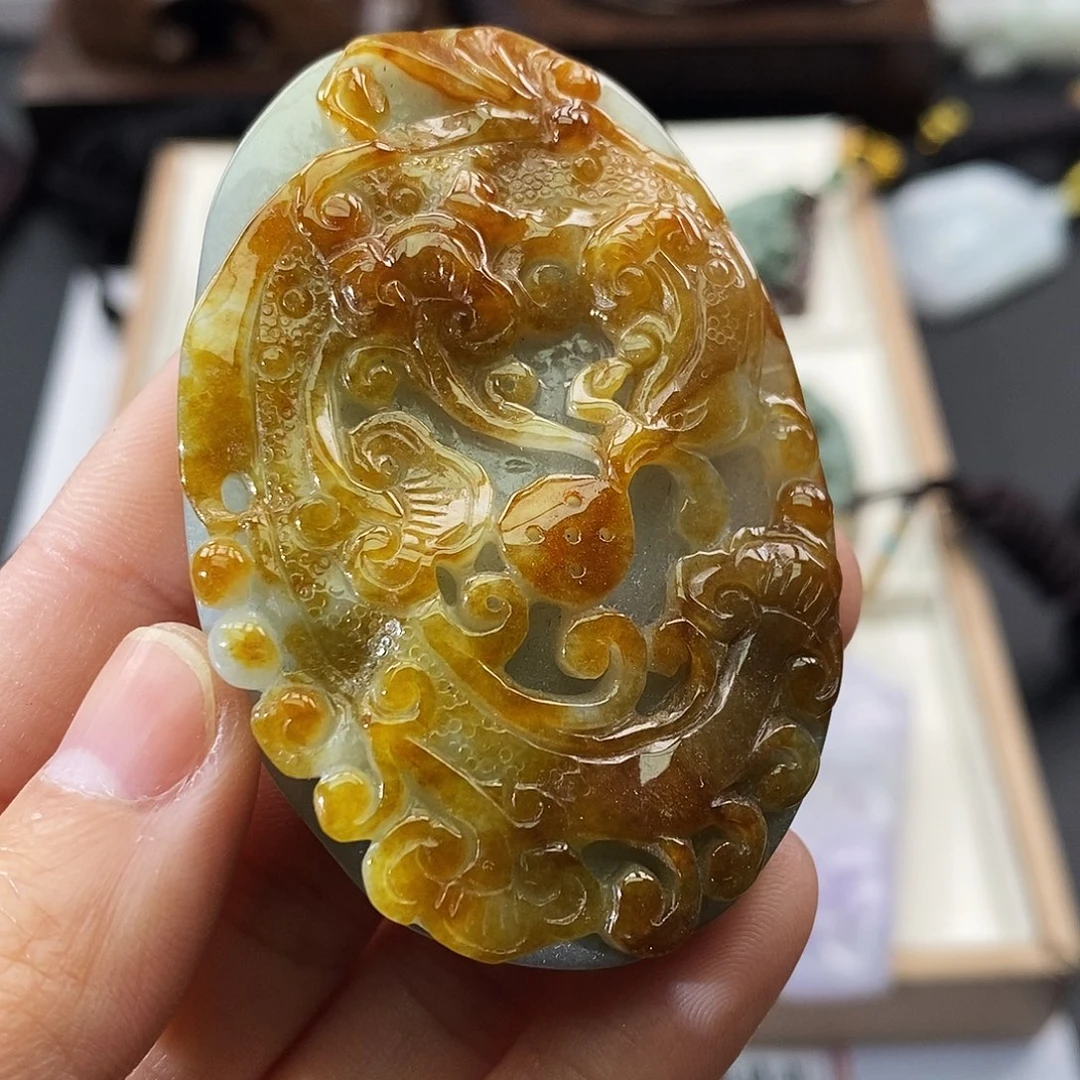 翡翠未镶嵌颈饰缅甸翡翠a货  雾层凤凰