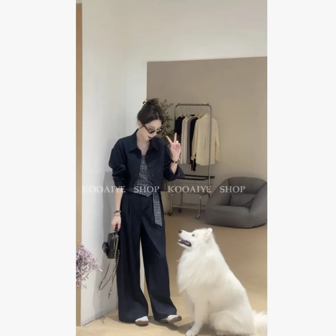 【丹宁套装】早秋新款韩系显瘦气质休闲风韩系时尚套装（三件套）