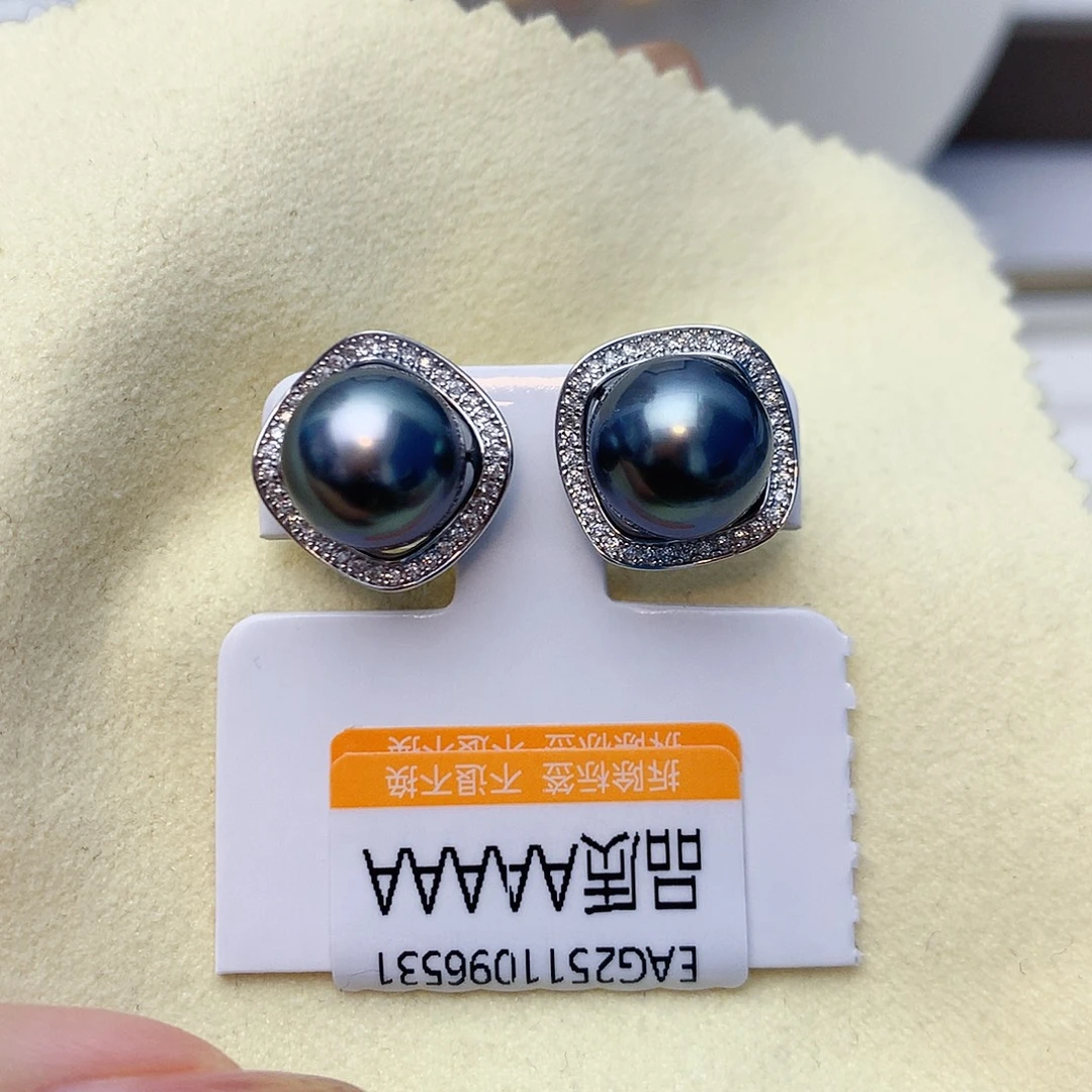 海水珍珠耳饰银S925镶嵌w34