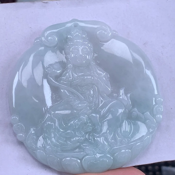 颈饰未镶嵌翡翠文殊菩萨吊坠