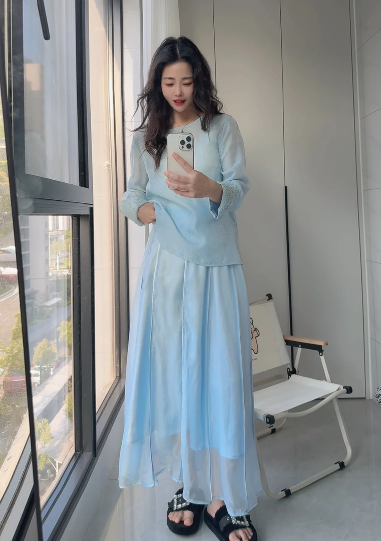 九月  三色仙女裙   新款显瘦高腰气质显瘦仙气百搭半裙