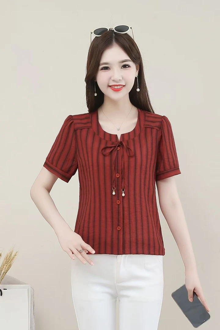 【微瑕】C695【衣长57】时尚短袖衬衫女2025夏季新款气质显瘦上衣【A1】