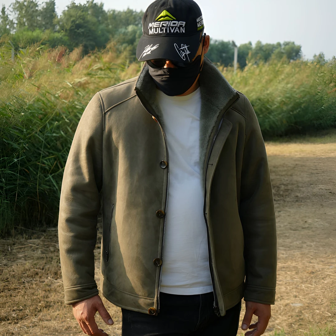复古甲板服男士秋冬时尚休闲立返领法国羔羊美利奴级皮毛一体