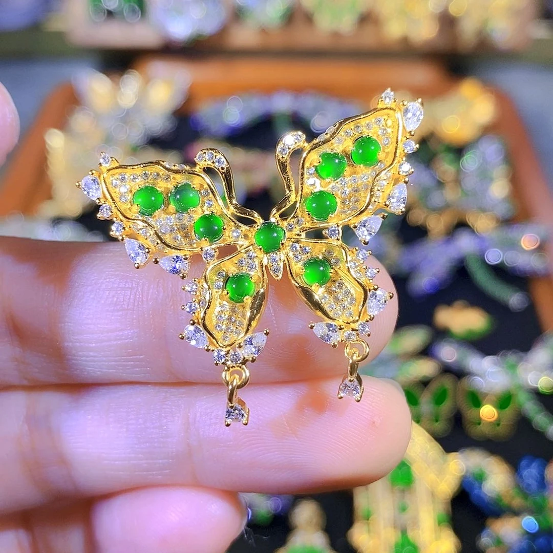 颈饰银S925镶嵌翡翠