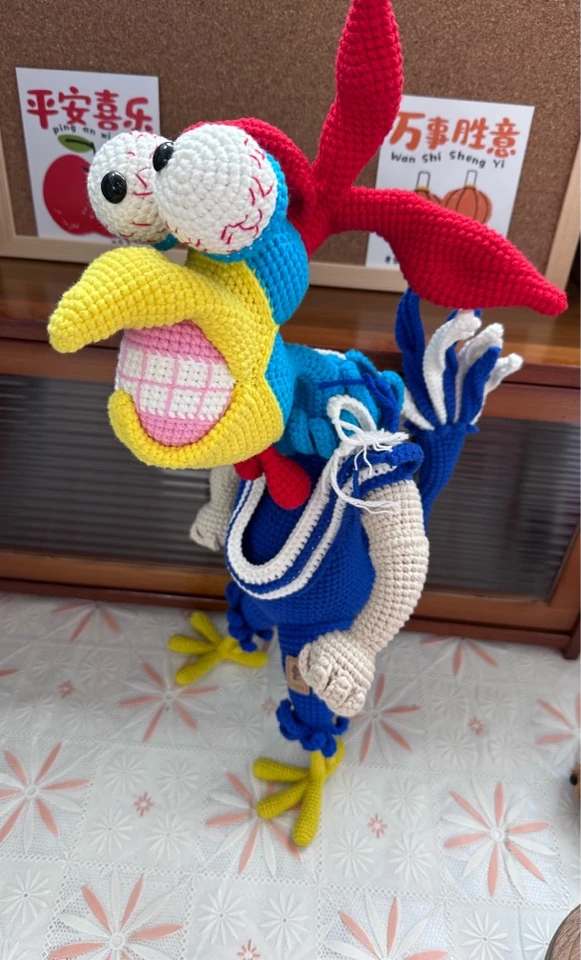 成品  战斗鸡摆件精品手工钩织创意玩偶
