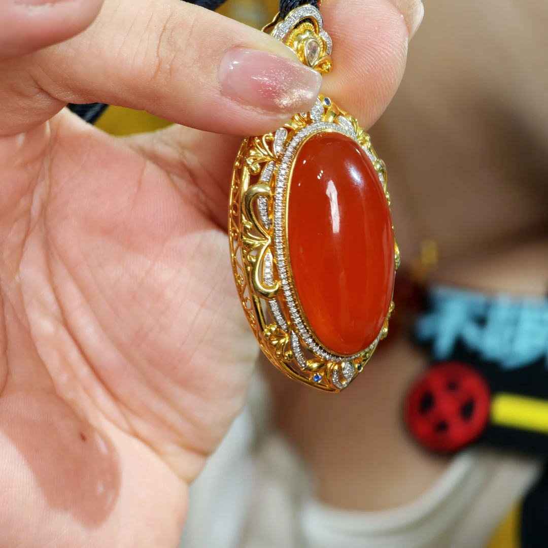 晶匠（只卖头货）18K南红吊坠  多样性发一  简约