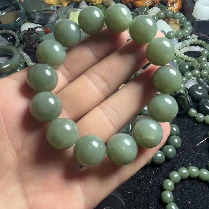 和田玉手串未镶嵌卡16