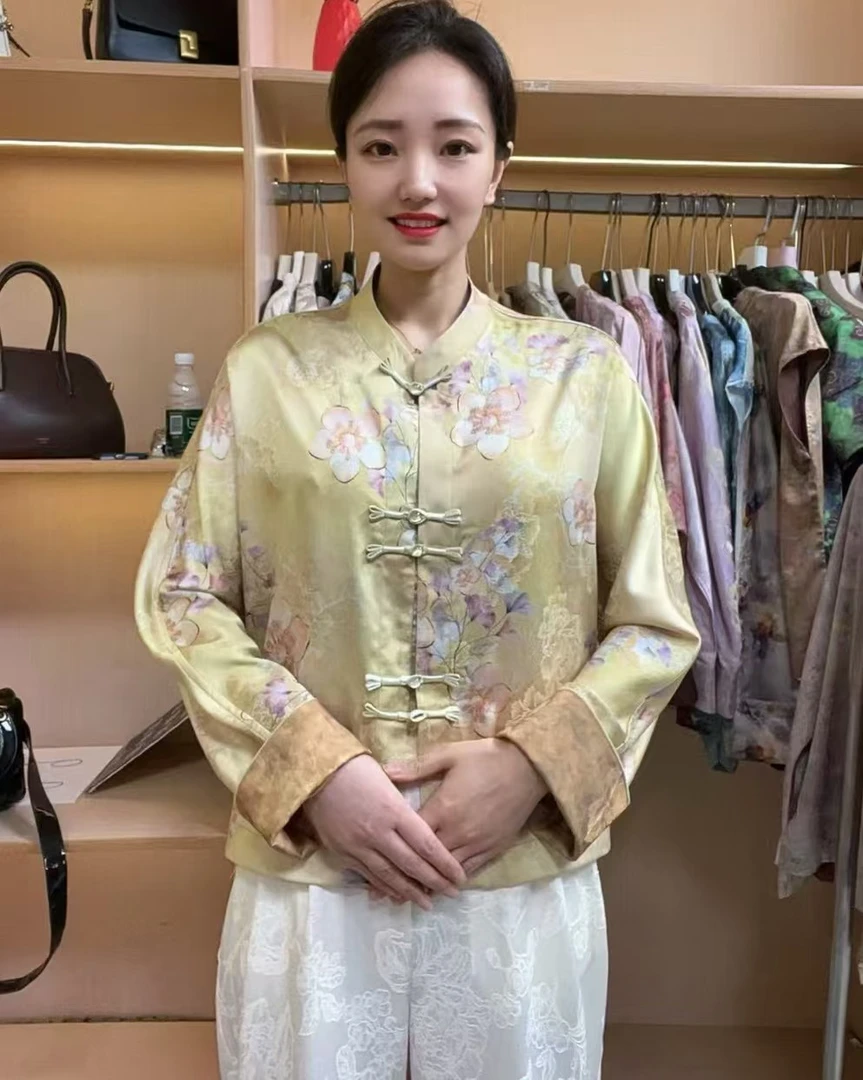 【梨花白】气质中国风时尚上衣长袖女装夏季提花开衫中式外套