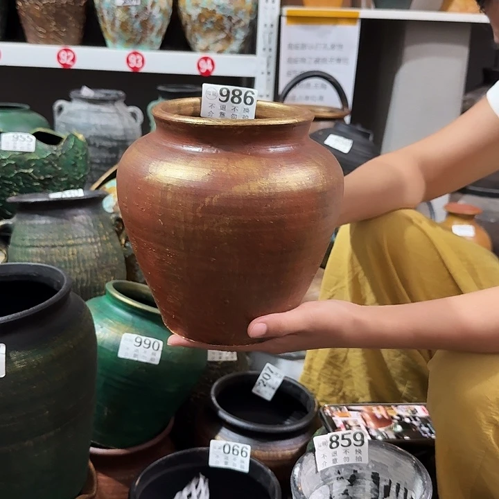 瑕疵金色坛子986高度20口径13