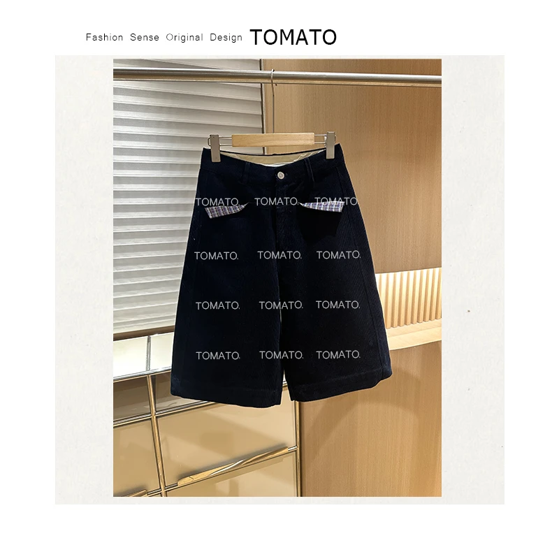 【TomaTo】早秋季新款复古腔调细条纹灯芯绒休闲直筒中裤C25K08096