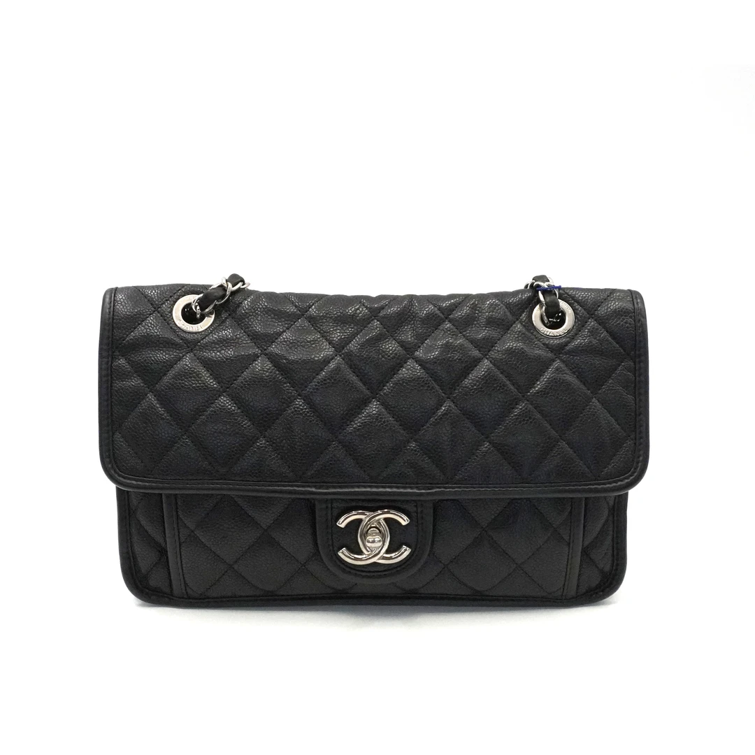 99新 Chanel/香奈儿 C5【专柜78000】女士黑银斜跨包 荔枝纹牛皮