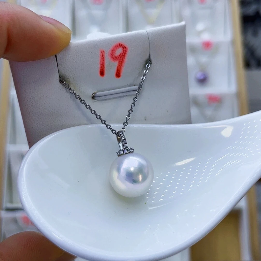 S925天然淡水珍珠吊坠12➕冷蓝光