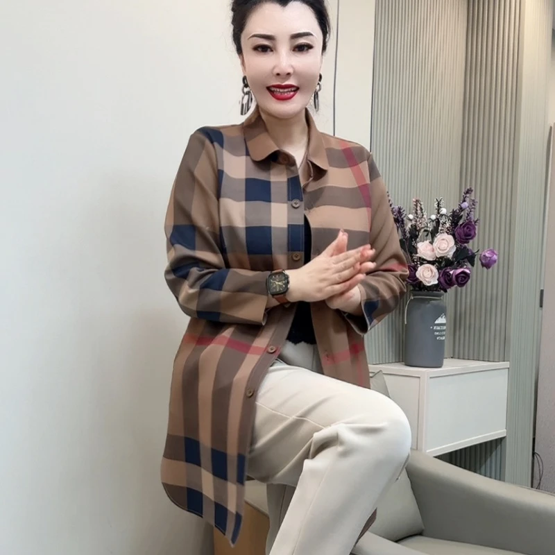 爆款经典风衣外套【2403】印花翻领百搭宽松中长款网红洋气炸街女装