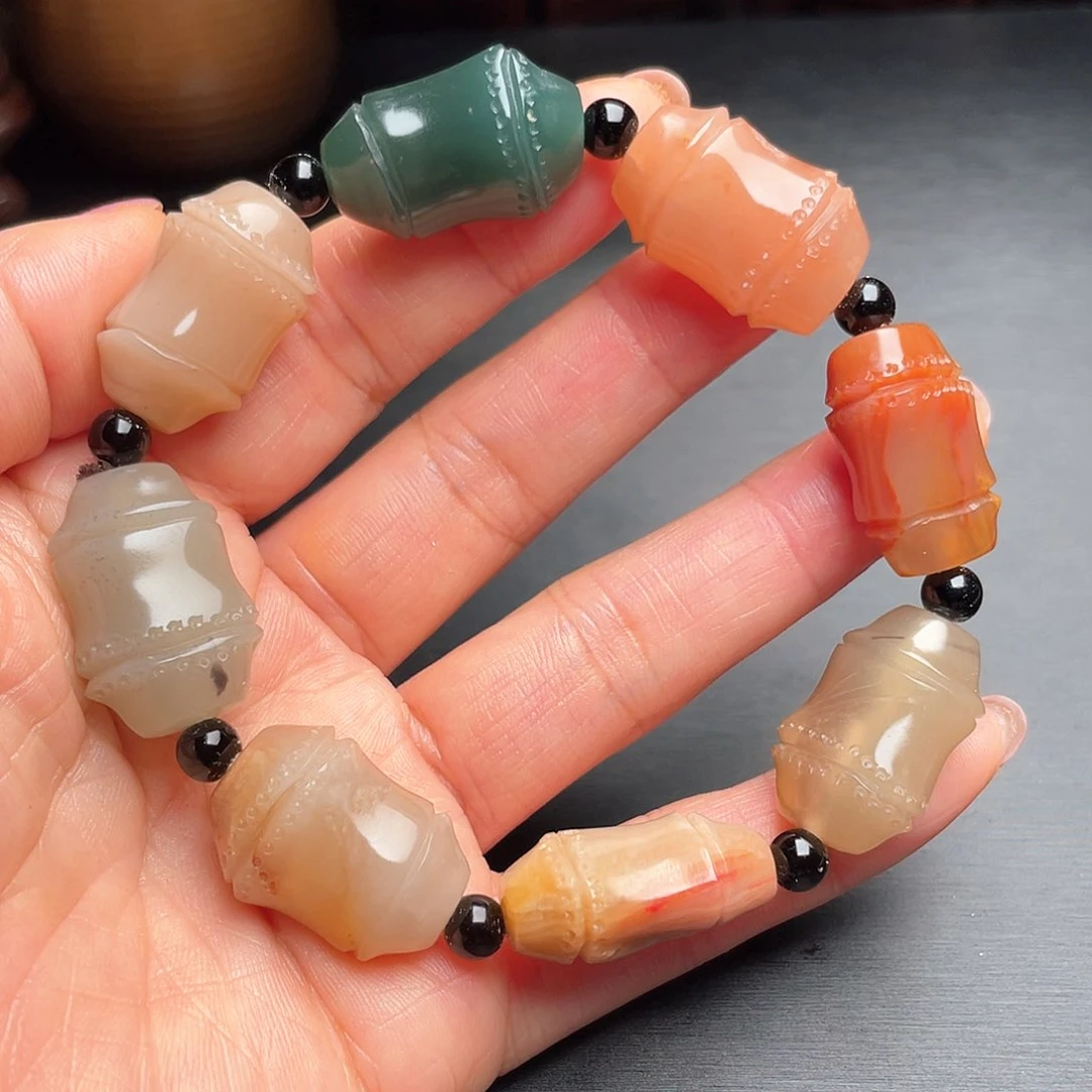 昌化鸡血石寒****秋昌化田手把件手串