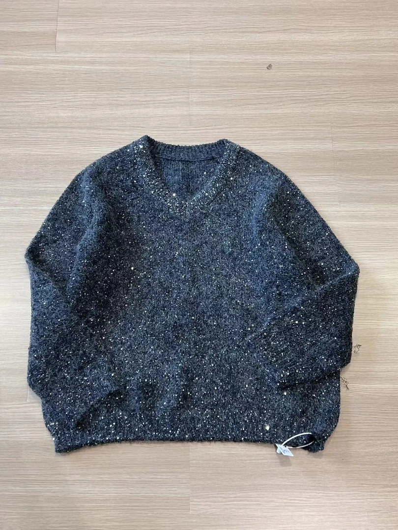 方和屿.常规款宽松型薄款V领女毛针织衫女装圆领度假风A10-A1114
