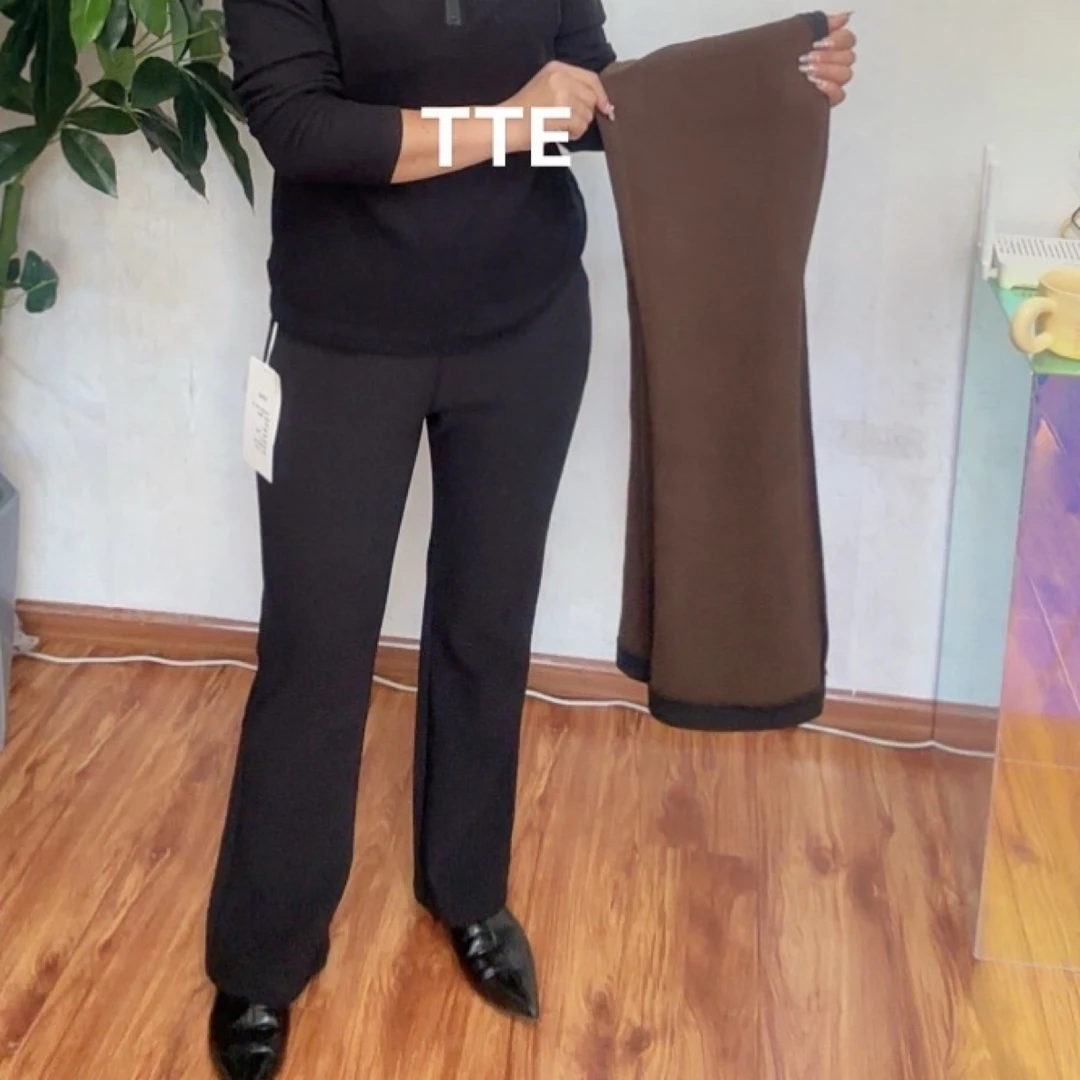 秋冬新款高腰弹力直筒女裤加绒止痛显瘦显腿长休闲百搭