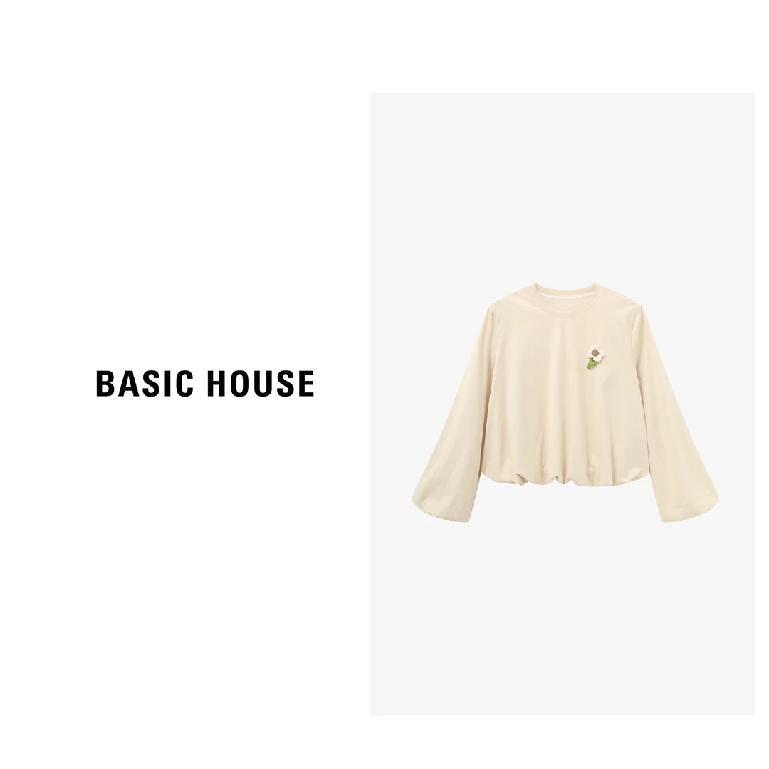 Basic House/百家好韩系ins慵懒风短款上衣长袖T恤-B0625B5AKQ2