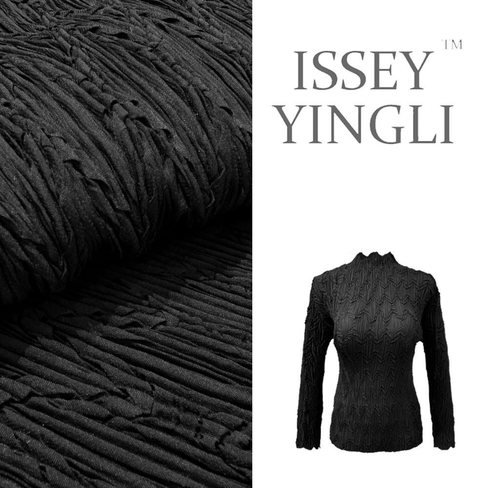 高端褶皱女士春秋现款内搭时尚设计女士重工褶气质显瘦上衣2471