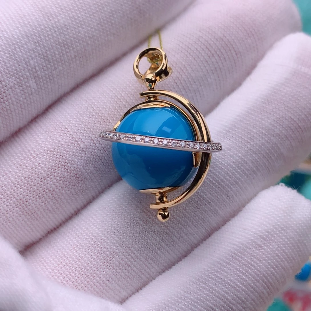 绿松石珠宝奇石18K金镶嵌