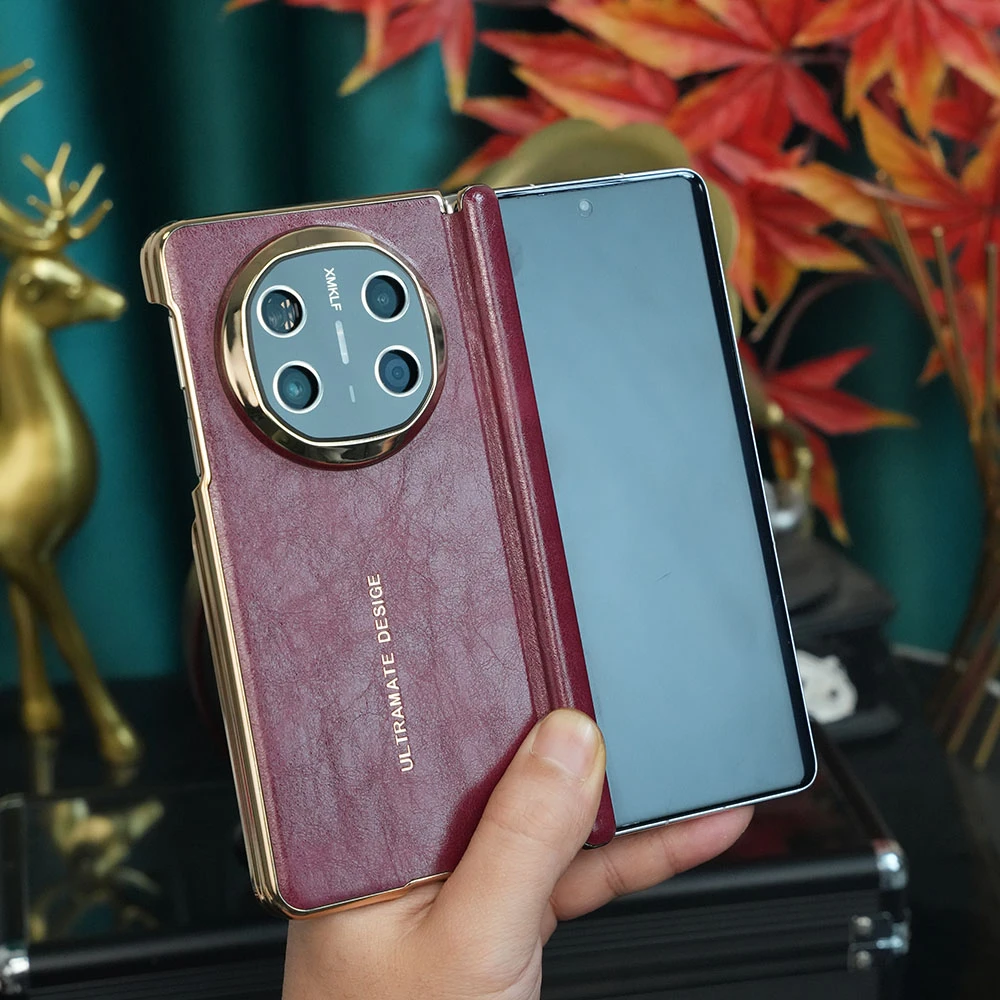 适用华为Mate X7/X6/X5/X3双轴保护镜头全包油腊皮商务手机后壳