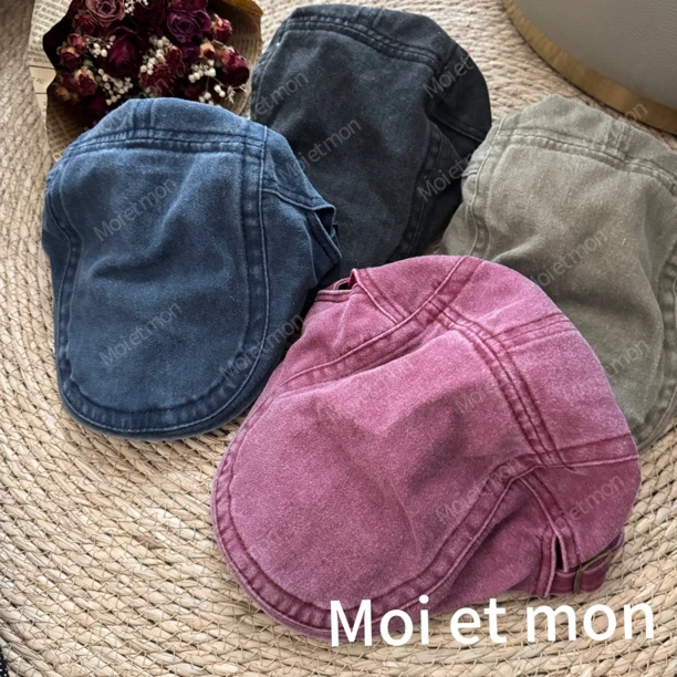 【Moi et mon】春季新款休闲百搭纯色复古做旧帽子