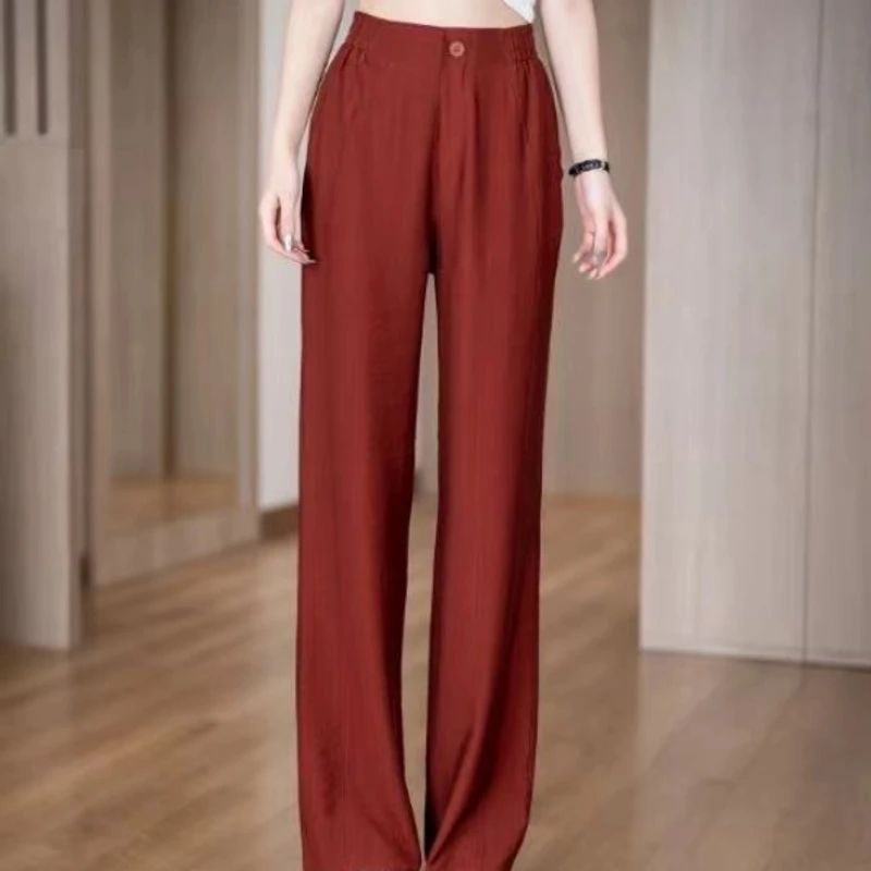 2025年春夏新款雨露速干显瘦直筒垂直感镰刀窄版休闲裤西装裤女