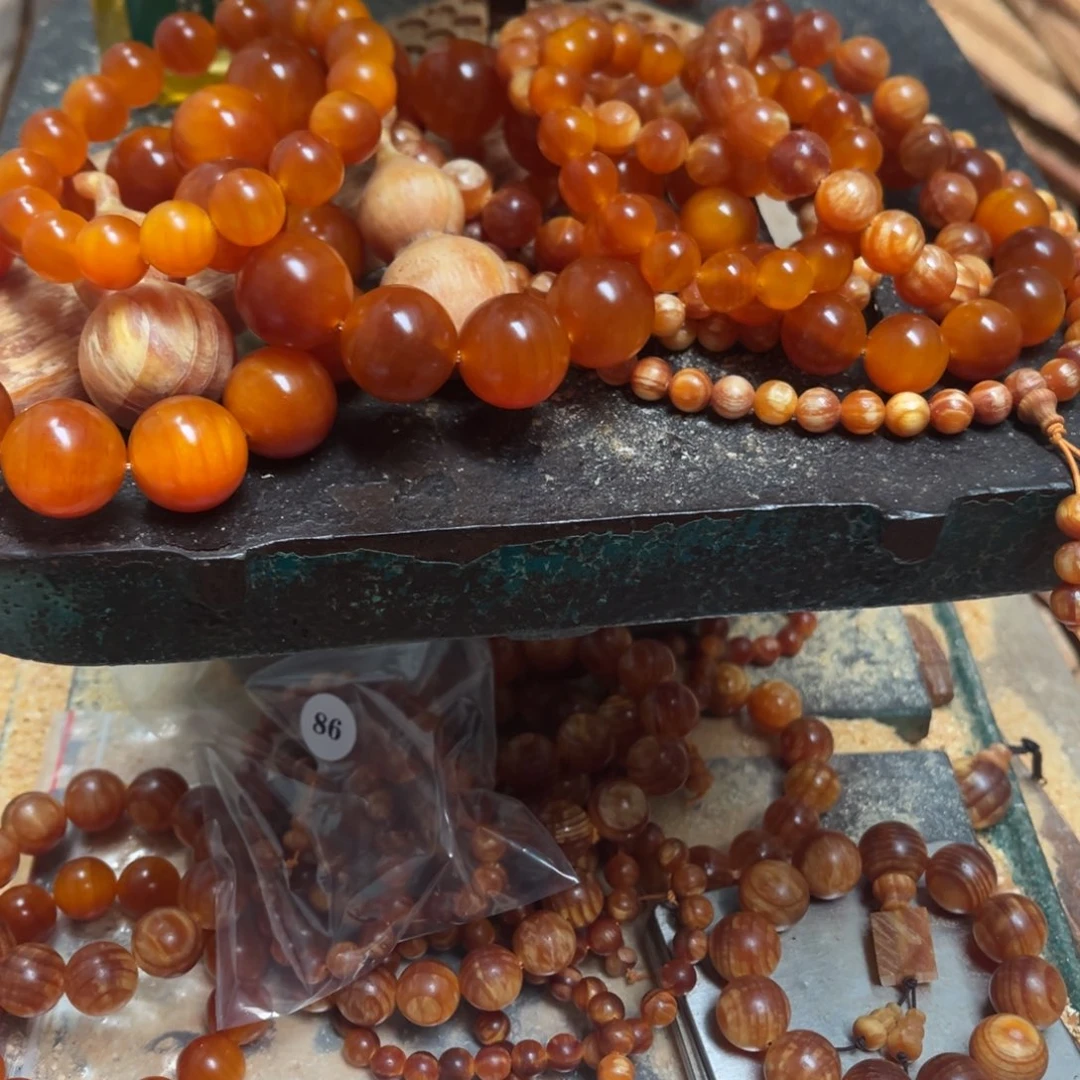 清***心松木（琥珀木）手串/手链三通