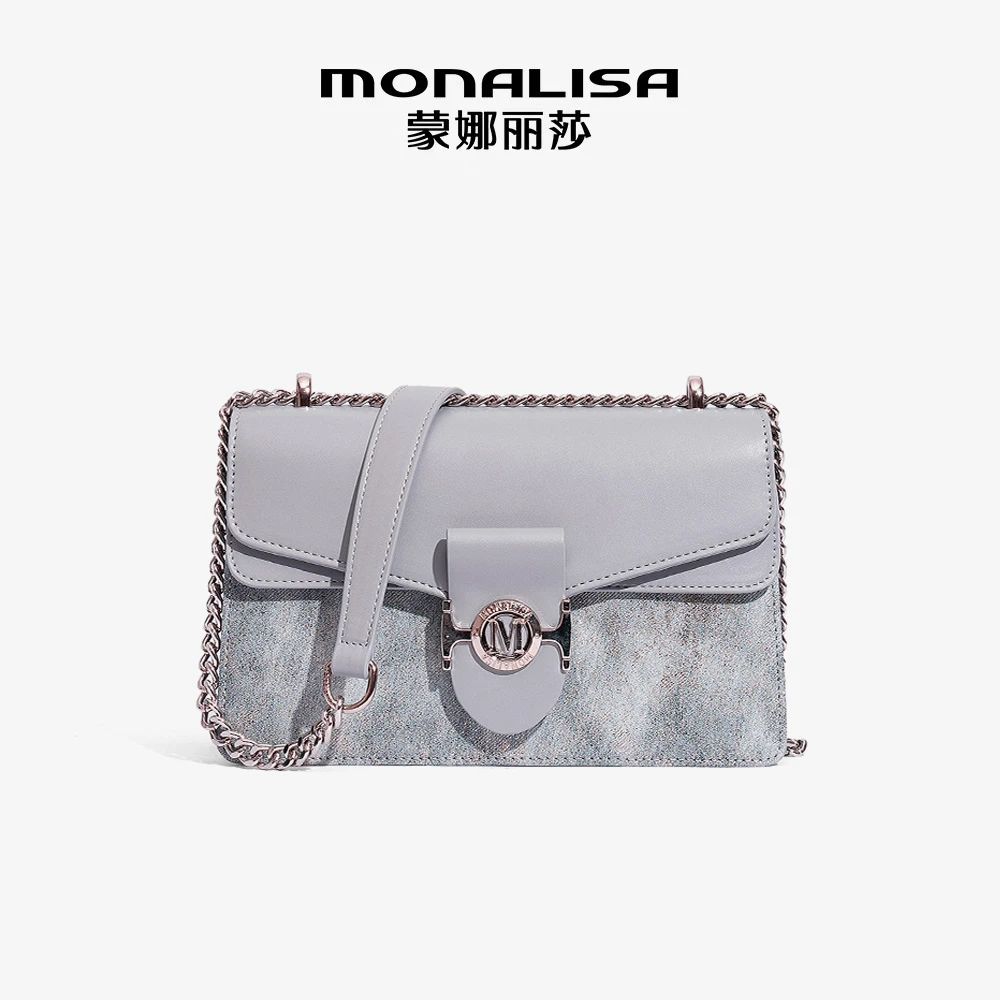 MONALISA/蒙娜丽莎新款国风青花瓷刺绣单肩斜挎小方包轻奢女包