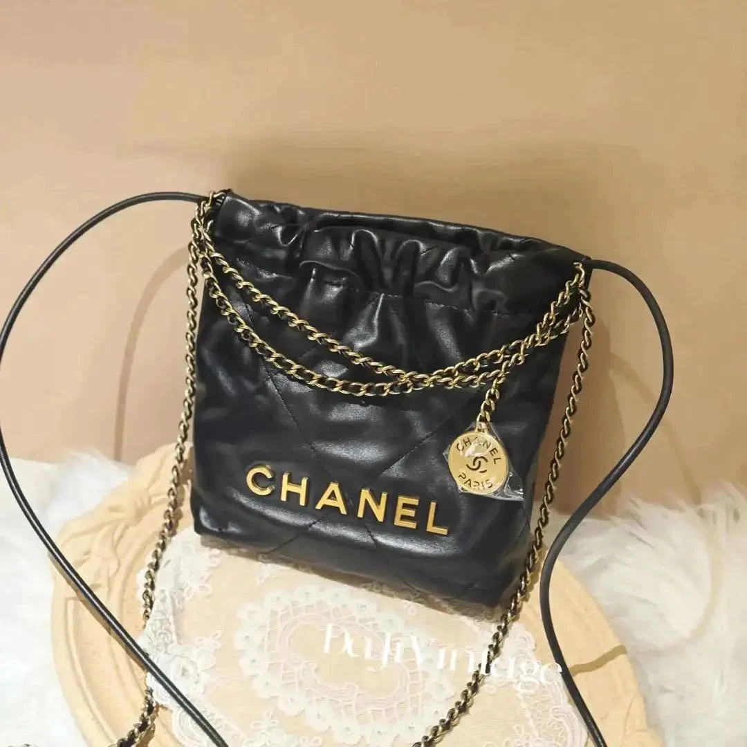 99新 Chanel/香奈儿 24期/大吉中古/香奈儿黑金22bagmini可拆卸