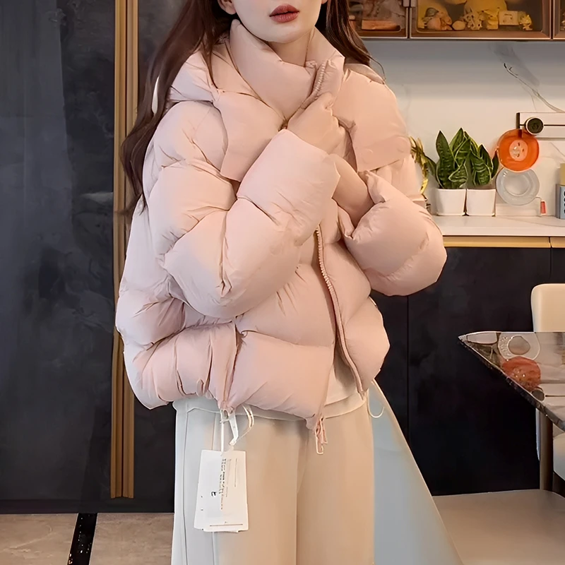 2025冬季新款女士粉色减龄洋气棉衣短外套小个子设计感加厚面包服