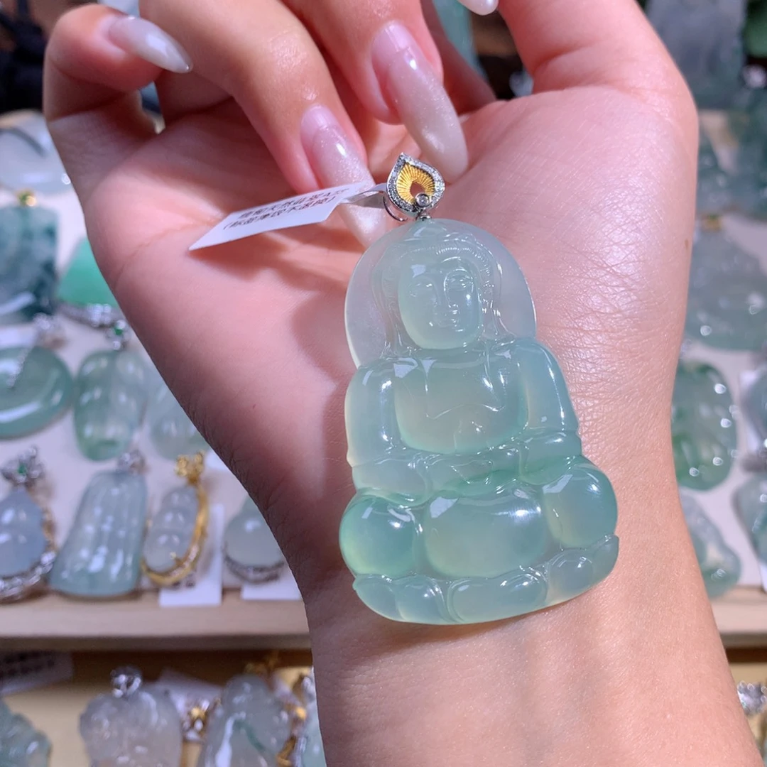 翡翠吊坠(不含链)18K金镶嵌