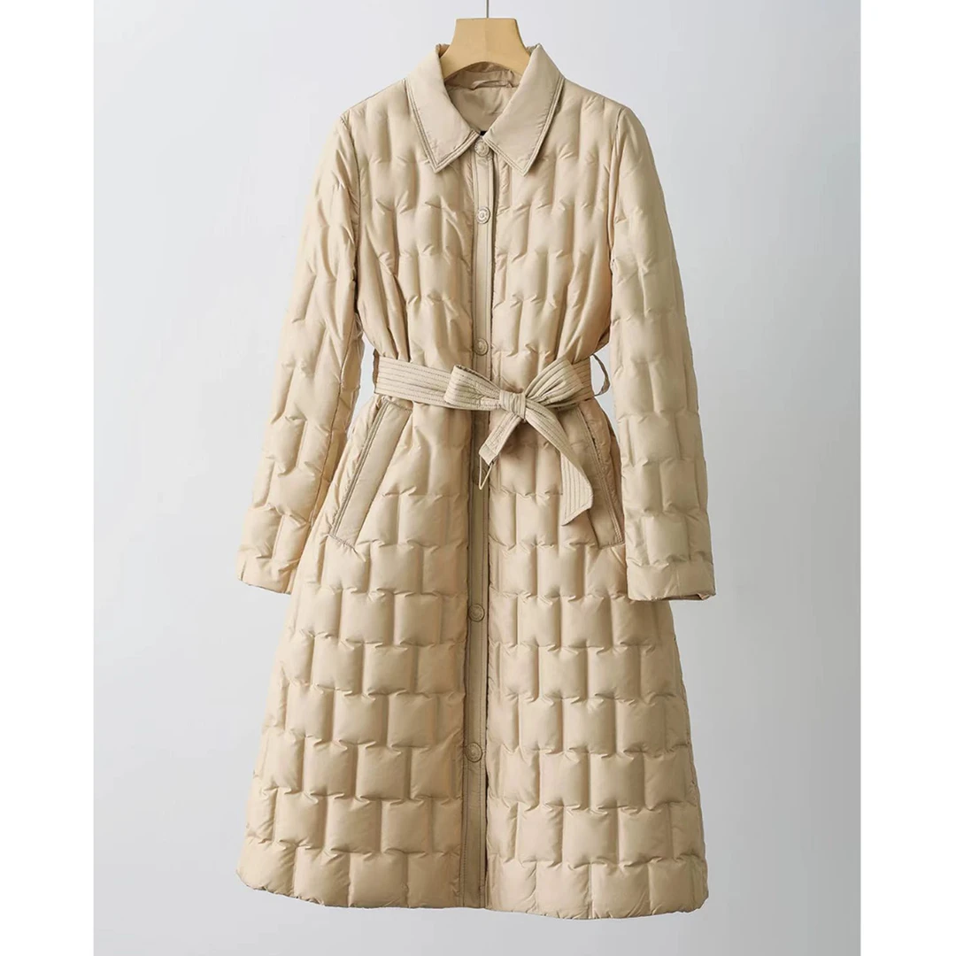 H2582【卡布奇诺】0感蓬松轻盈.中长款超显瘦羽绒服