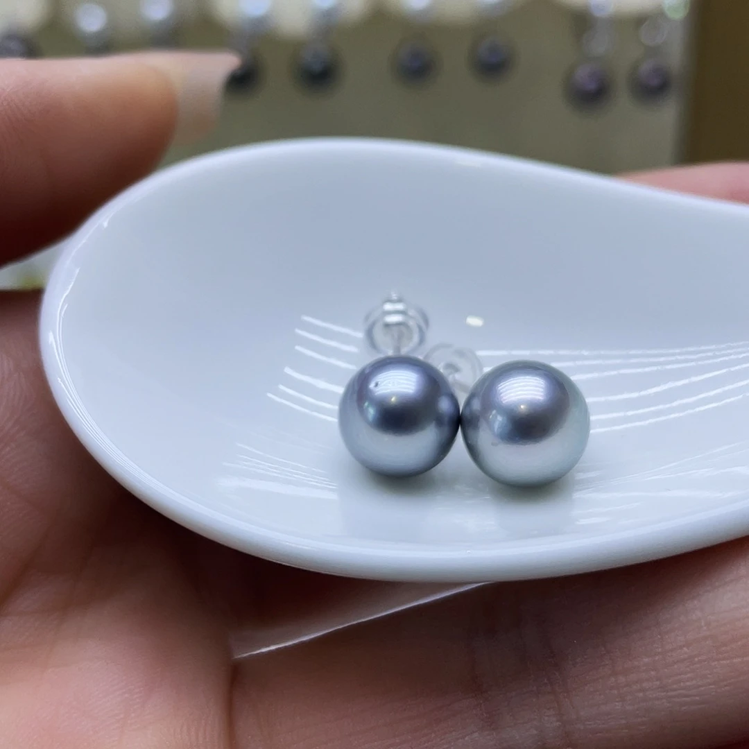 银S925镶嵌海水珍珠耳饰
