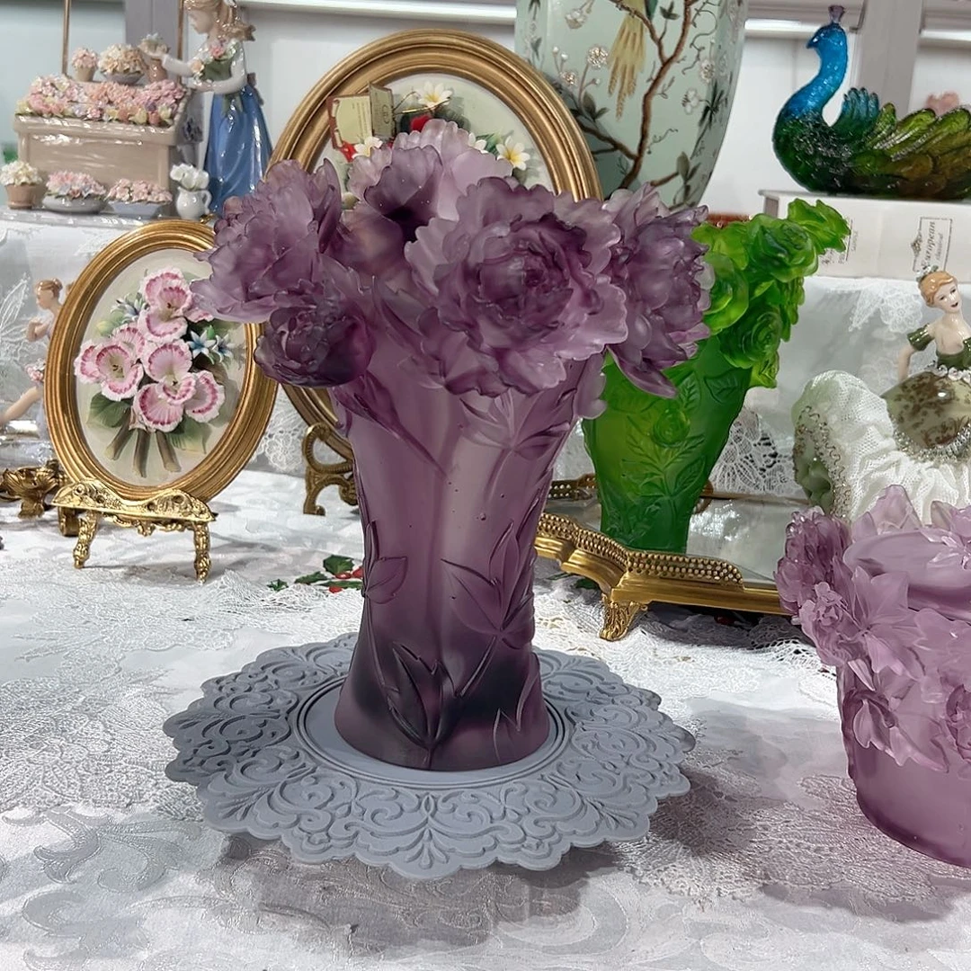 陶瓷脱蜡水晶牡丹花花瓶