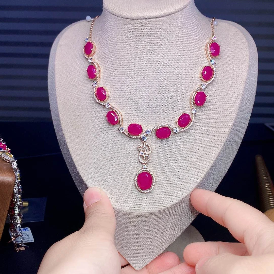 银S925镶嵌颈饰红宝石