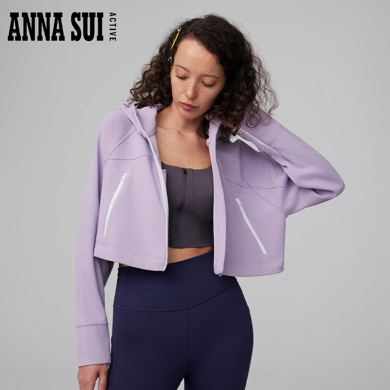 ANNA SUI安娜苏运动 经典安娜苏罗纹短款连帽20101006A