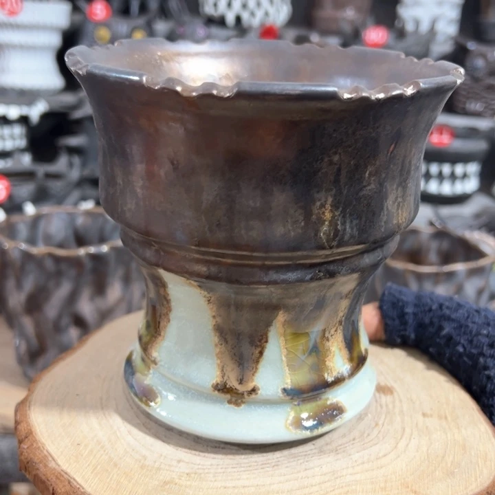 紫砂花盆内口12.5外高13.5