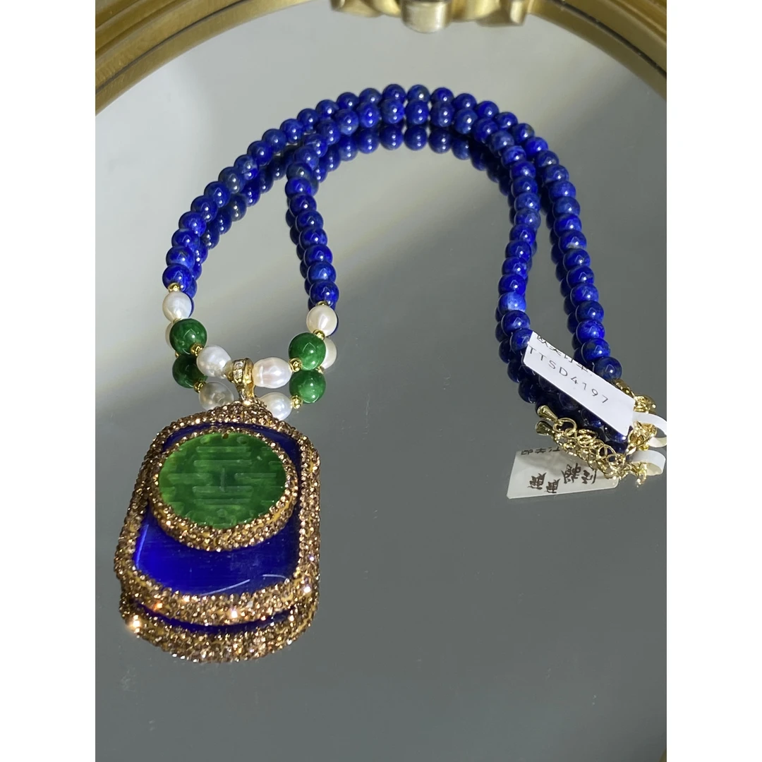 铜合金合成锆石项链 TTSD 绿色时尚潮流百搭款毛衣链 4197