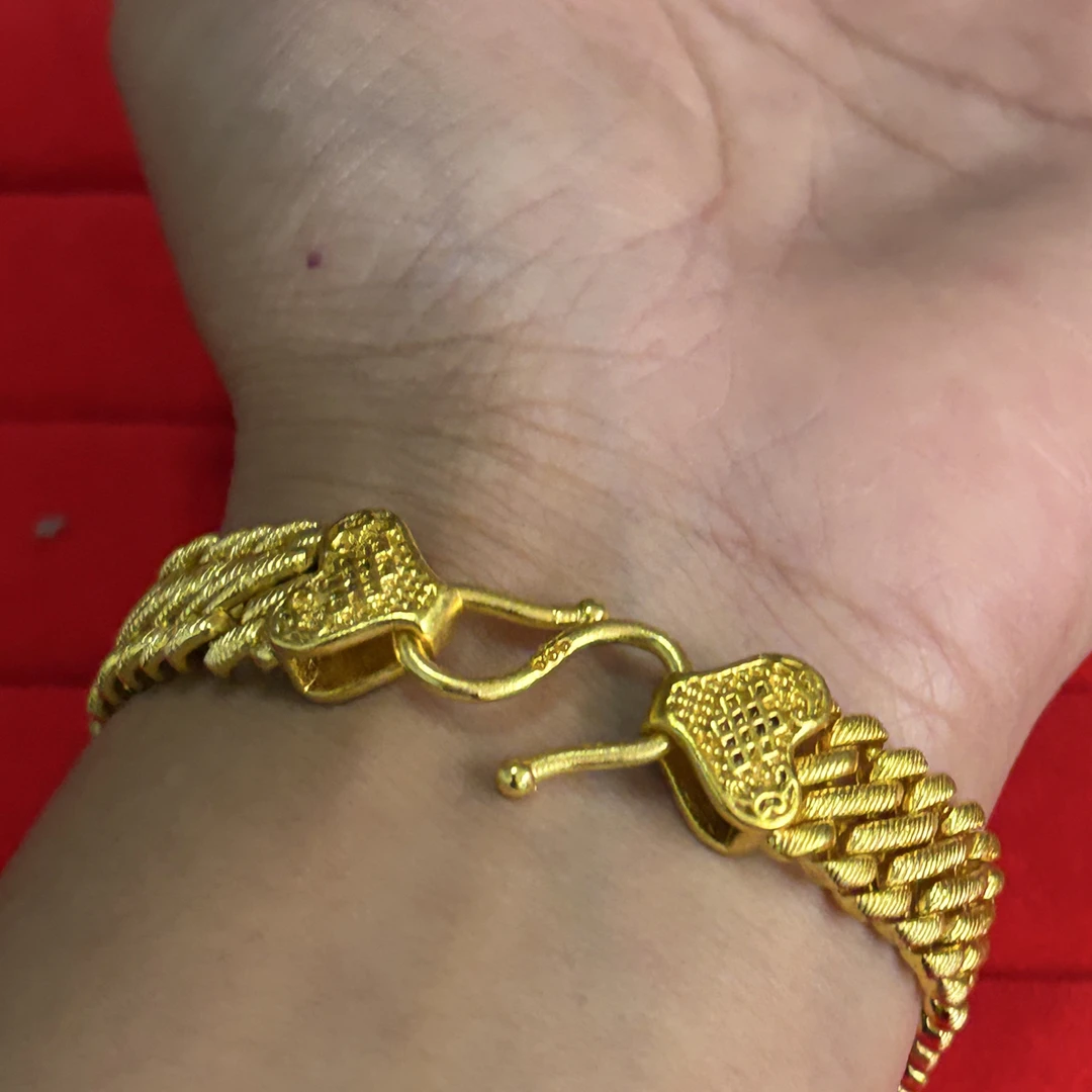 纯铜仿水晶手链 女士金色女龙凤呈祥复古百搭编织饰品
