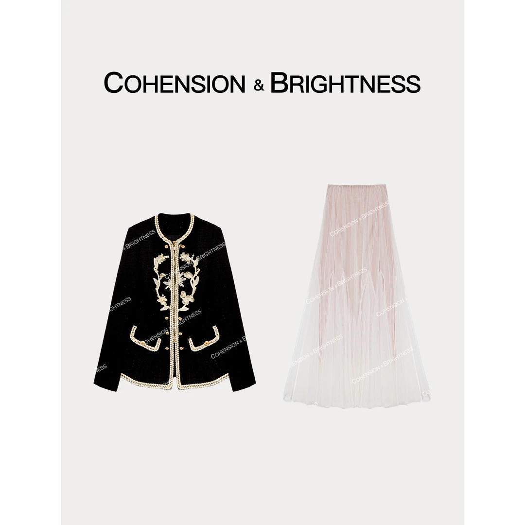 凝慧真的好【雅典女神】法式设计师款外套+网纱半身裙套装TQ169