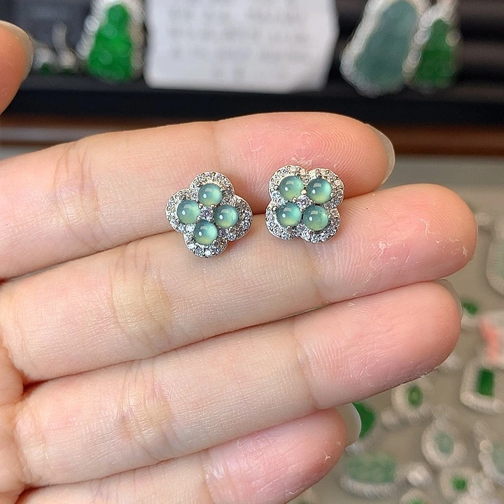 翡翠未镶嵌耳饰耳钉