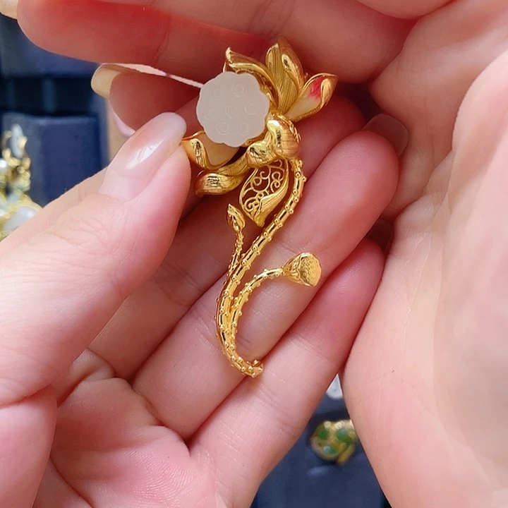 和田玉银S925镀金镶嵌颈饰