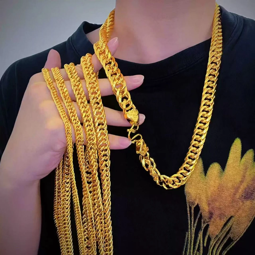 铜合金项链 女款百搭长款经典金色磨砂