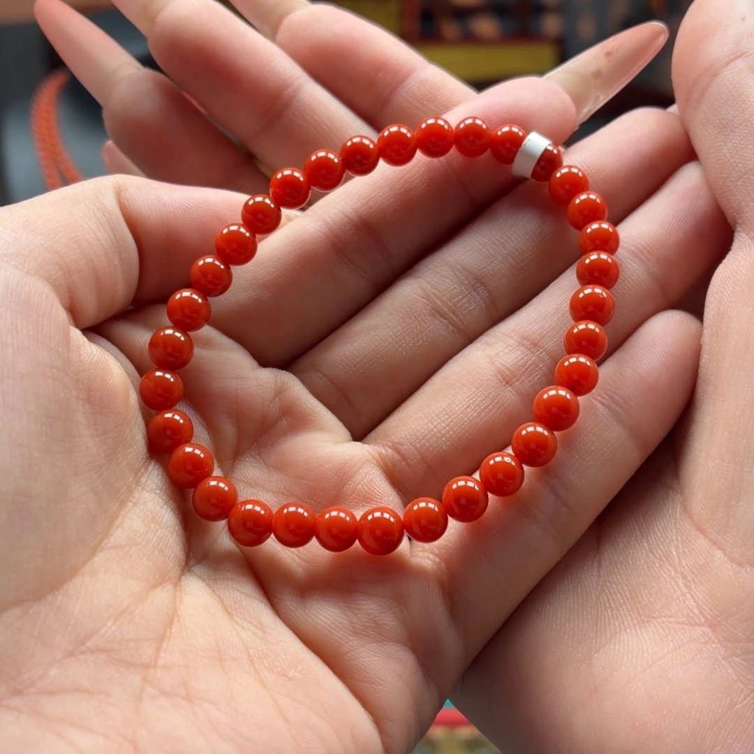 南红玛瑙未镶嵌手串原矿保山南红啊东寨柿子红手串卡5大+