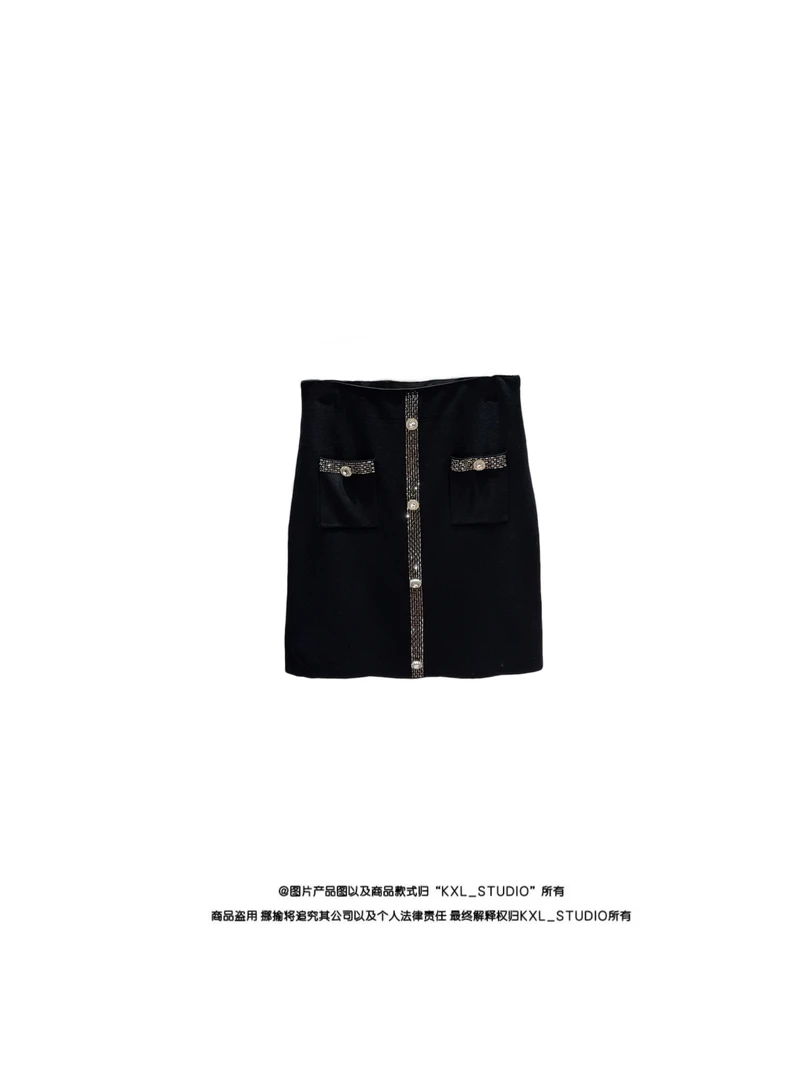 KXL-STUDIO｜瑰丽之夜·奢感锆石针织半裙25S765
